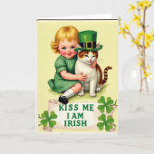 Irish Blessing Kitten Friend Card Kaart (Gele Bloem)