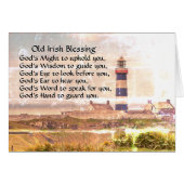 Irish Blessing, Lighthouse Coast of Ireland Card (Voorkant Horizontaal)