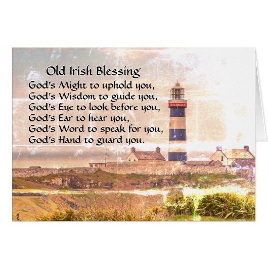 Irish Blessing, Lighthouse Coast of Ireland Card (Voorkant Horizontaal)