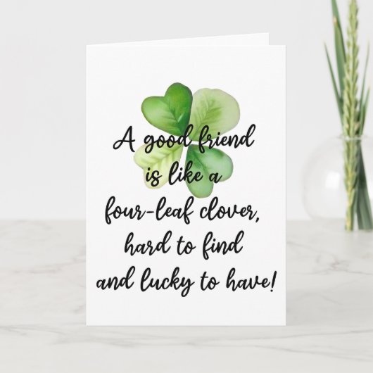 Irish Blessing Lucky 4 Leaf Clover Friendship  Kaart (Voorkant)