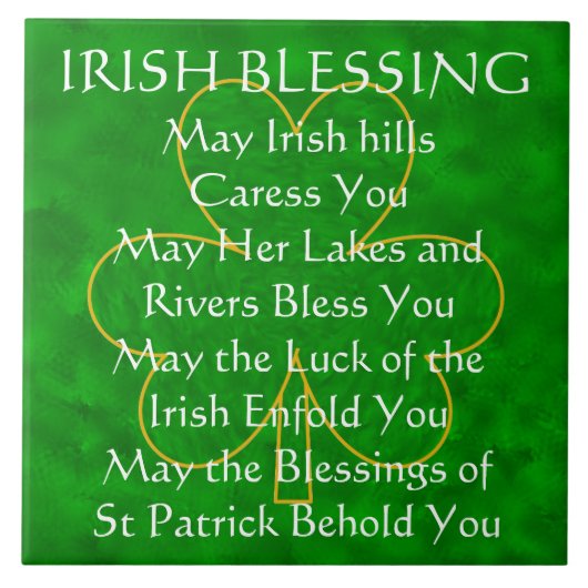 Irish Blessing - "May the Irish Hills Caress You" Tegeltje (Voorkant)