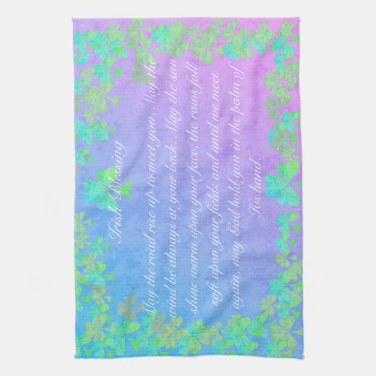 Irish Blessing "May the road up to meeting you" Theedoek (Verticaal)