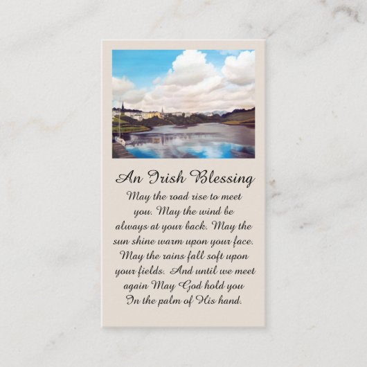 Irish Blessing Memorial in de kleuren blauw en gee Visitekaartje (Voorkant)