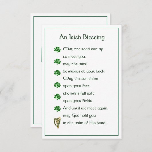 Irish Blessing Memorial Kaart (Voorkant / Achterkant)