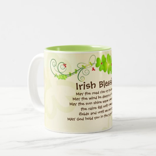 Irish Blessing, Moge de weg omhoog om u te ontmoet Tweekleurige Koffiemok (Voorkant links)