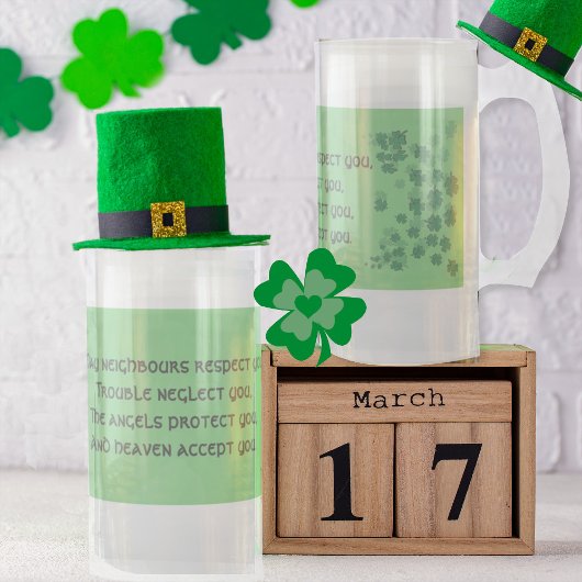 Irish Blessing Mok-May buren respecteren je Matglas Bierpul