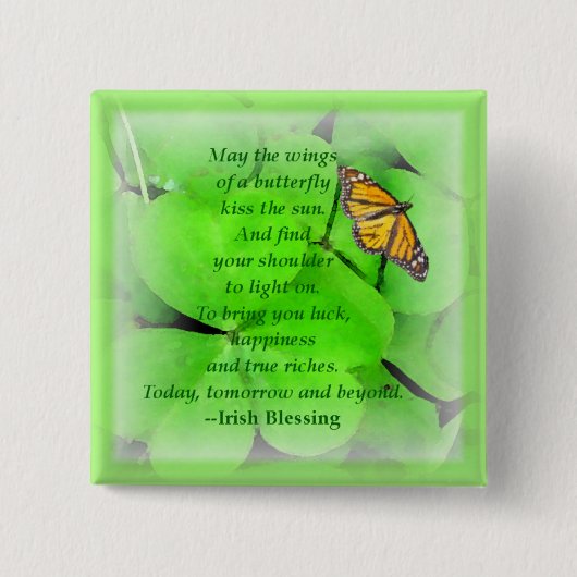 Irish Blessing Pin Vierkante Button 5,1 Cm (Voorkant)