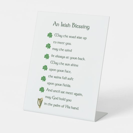 Irish Blessing Reclamebord Met Voetstuk (Voorkant)