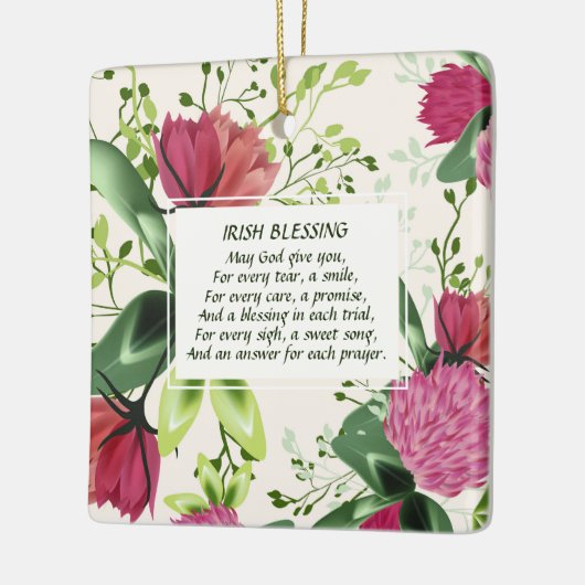 Irish Blessing Red Green Clover Kerstmis Keramisch Ornament (Links)