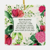 Irish Blessing Red Green Clover Kerstmis Keramisch Ornament (Voorkant)