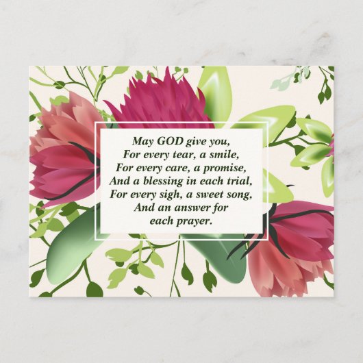 Irish Blessing Red Pink Green Clover Floral Briefkaart (Voorkant)