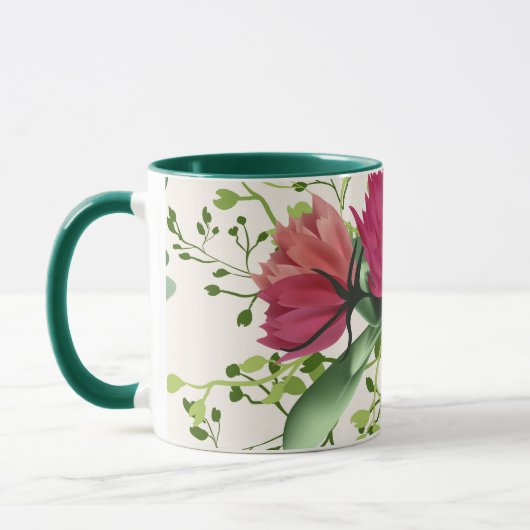 Irish Blessing Red Pink Green Clover Floral Mok (Links)
