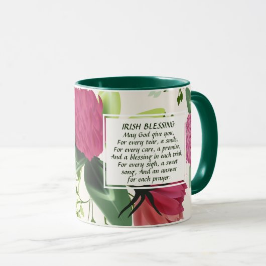 Irish Blessing Red Pink Green Clover Floral Mok (Voorkant rechts)