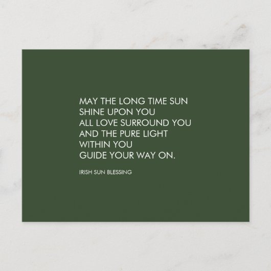 Irish Blessing Sage Green & White Stripe Modern Briefkaart (Voorkant)