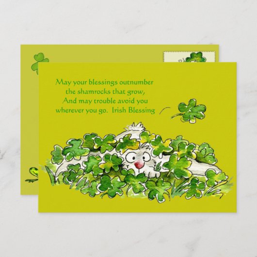 Irish Blessing Schattige Cartoon St. Paddys Briefk Briefkaart (Voorkant / Achterkant)
