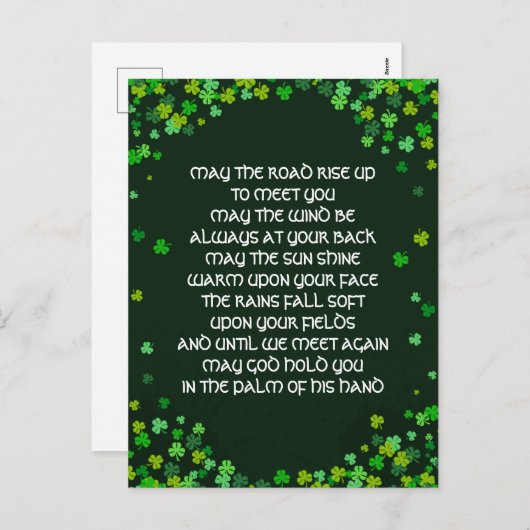 Irish Blessing Shamrock Design gepersonaliseerd Feestdagenkaart (Voorkant / Achterkant)