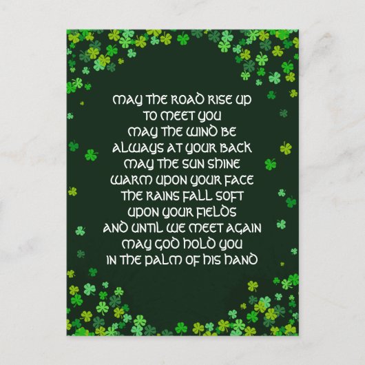 Irish Blessing Shamrock Design gepersonaliseerd Feestdagenkaart (Voorkant)