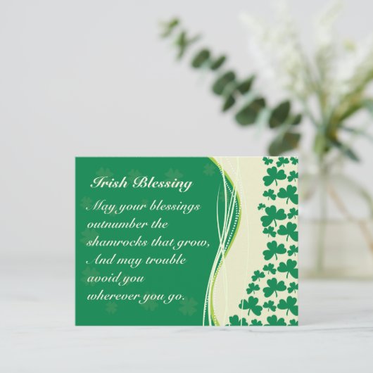 Irish Blessing Shamrocks Design Custom Briefkaart (Staand voorkant)