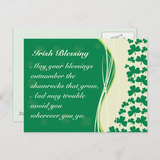 Irish Blessing Shamrocks Design Custom Briefkaart (Voorkant / Achterkant)