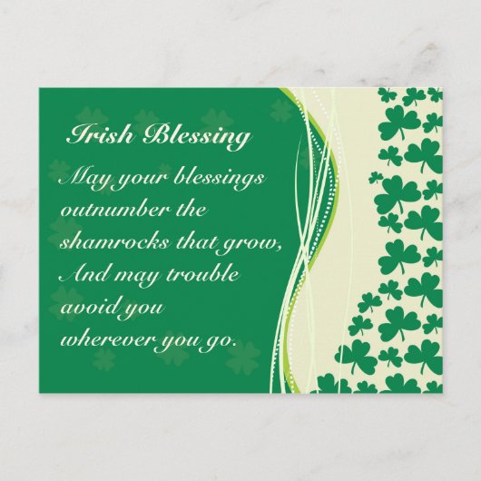Irish Blessing Shamrocks Design Custom Briefkaart (Voorkant)