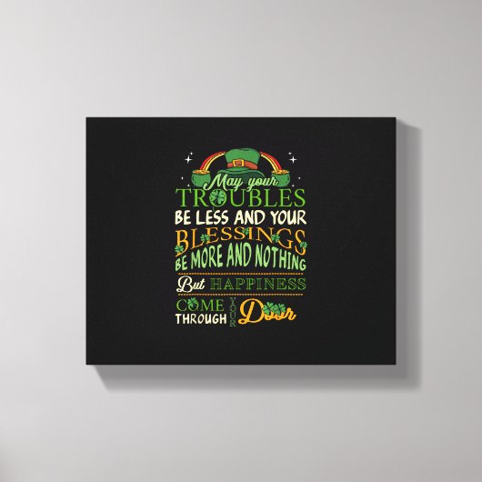 Irish Blessing St Patricks Day Leprechaun Rainbow Canvas Afdruk (Voorkant)