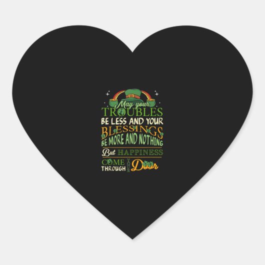 Irish Blessing St Patricks Day Leprechaun Rainbow Hart Sticker (Voorkant)