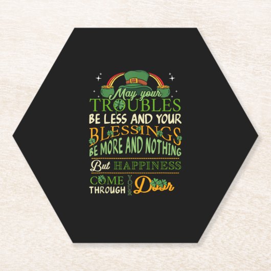 Irish Blessing St Patricks Day Leprechaun Rainbow Kartonnen Onderzetters (Voorkant)