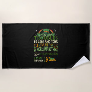 Irish Blessing St Patricks Day Leprechaun Rainbow Strandlaken