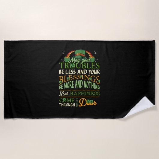 Irish Blessing St Patricks Day Leprechaun Rainbow Strandlaken (Voorkant)