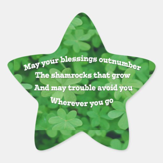 Irish Blessing Ster Sticker (Voorkant)