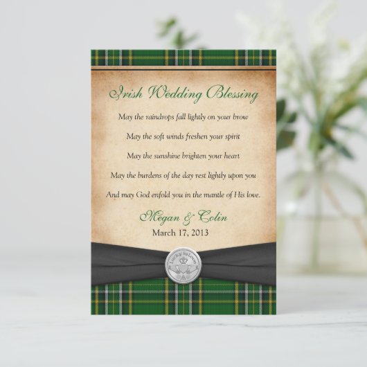 Irish Blessing Tartan Claddagh Lucky Wedding (Staand voorkant)