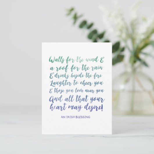 Irish Blessing Waterverf Typography Briefkaart (Staand voorkant)