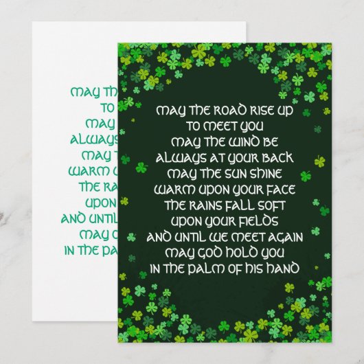 Irish Blessing Wenskaart - Shamrock Design Feestdagenkaart (Voorkant / Achterkant)