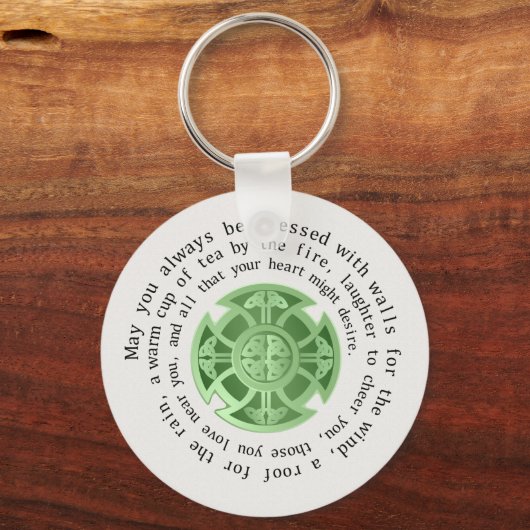 Irish Blessing with Celtic Cross Sleutelhanger (Voorkant)