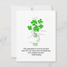 Irish Blessing with Four Leaf Clover Bouquet Feestdagenkaart