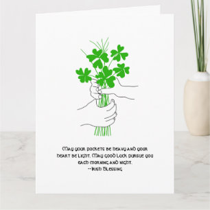 Irish Blessing with Four Leaf Clover Bouquet Kaart