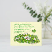 Irish Blessings Cartoon Rabbit Shamrocks Briefkaar Briefkaart (Staand voorkant)