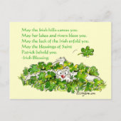 Irish Blessings Cartoon Rabbit Shamrocks Briefkaar Briefkaart (Voorkant)