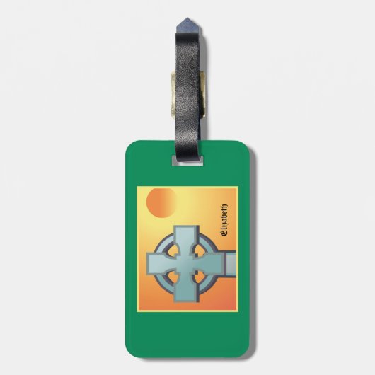 Irish Blessings Cross gepersonaliseerd Bagagelabel (Achterkant verticaal)