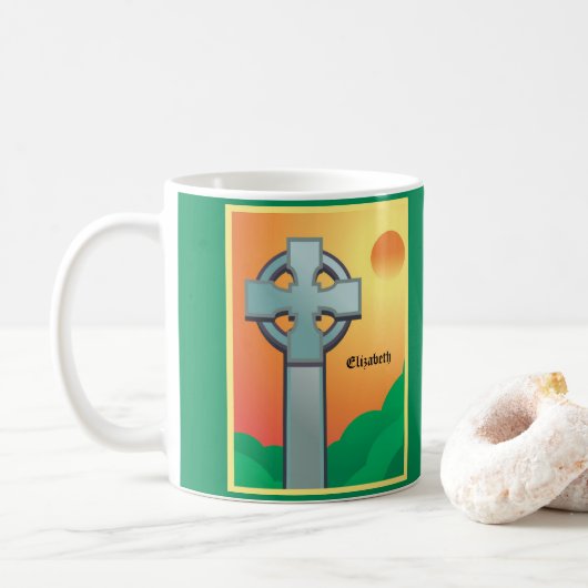 Irish Blessings Cross gepersonaliseerd Koffiemok (Met donut)