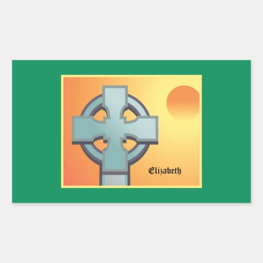 Irish Blessings Cross gepersonaliseerd Rechthoekige Sticker (Voorkant)