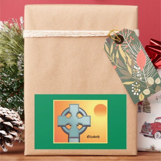 Irish Blessings Cross gepersonaliseerd Rechthoekige Sticker (Feestdagen)