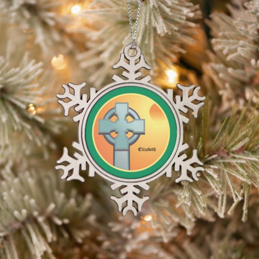 Irish Blessings Cross gepersonaliseerd Tin Sneeuwvlok Ornament (Boom)