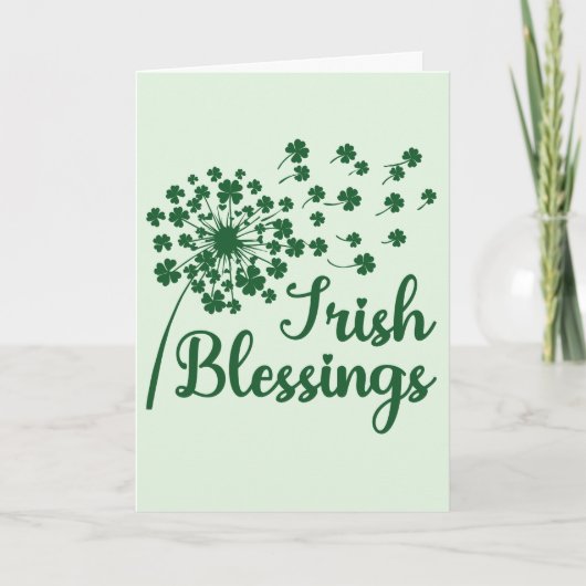 Irish Blessings Dandelion, Bgloeiende Shamrocks Ka Bedankkaart (Voorkant)