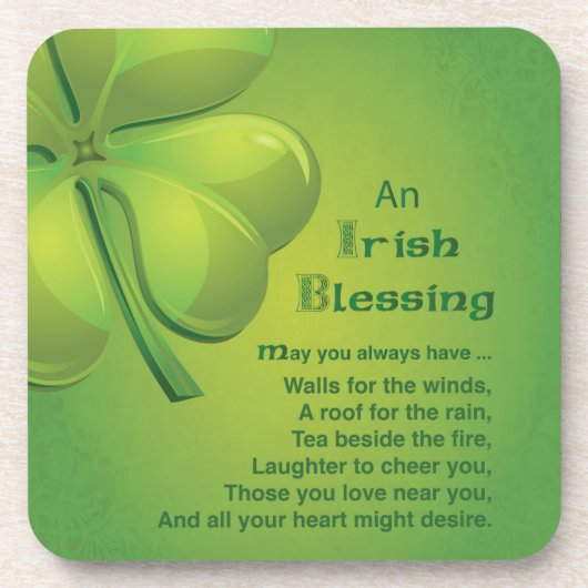 Irish Blessings Green Shamrock, Keltic Bier Onderzetter (Voorkant)
