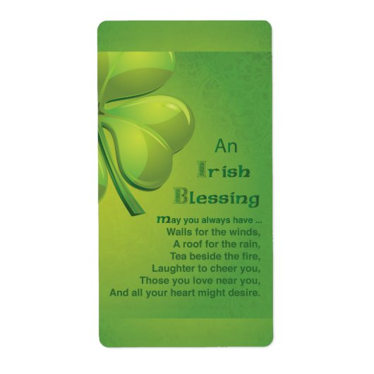 Irish Blessings Green Shamrock, Keltic Etiket (Voorkant)