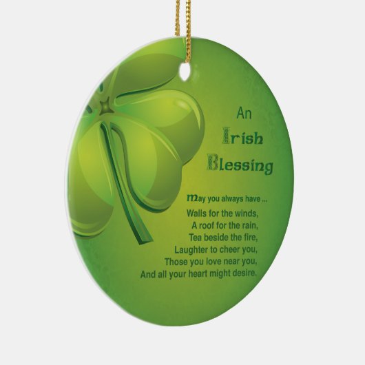 Irish Blessings Green Shamrock, Keltic Keramisch Ornament (Rechts)