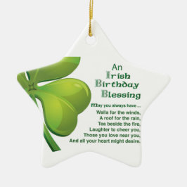 Irish Blessings Green Shamrock, Keltic Keramisch Ornament