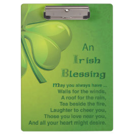 Irish Blessings Green Shamrock, Keltic Klembord