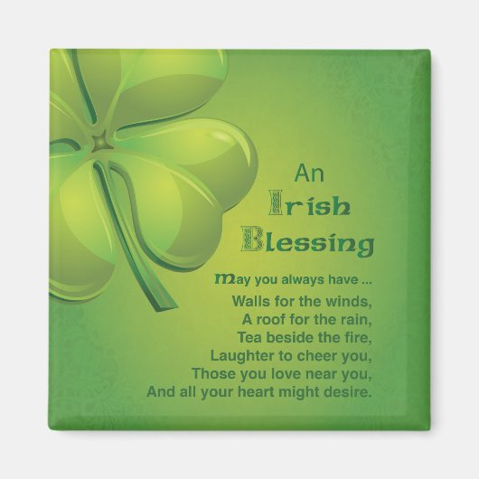 Irish Blessings Green Shamrock, Keltic Magneet (Voorkant)